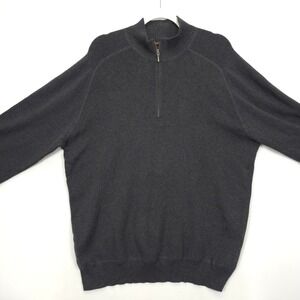 Merona Men's XXL Cashmere Cotton 1/4 Zip Sweater Dark Gray Pullover Knit